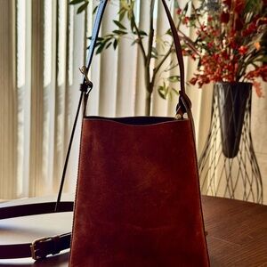 A.P.C. Brown Leather and Suede Virginie Shoulder Bag with Sleek Design